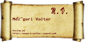 Mágeri Valter névjegykártya